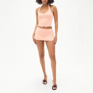 Frankie's Bikinis Peach Ribbed Mini Skirt